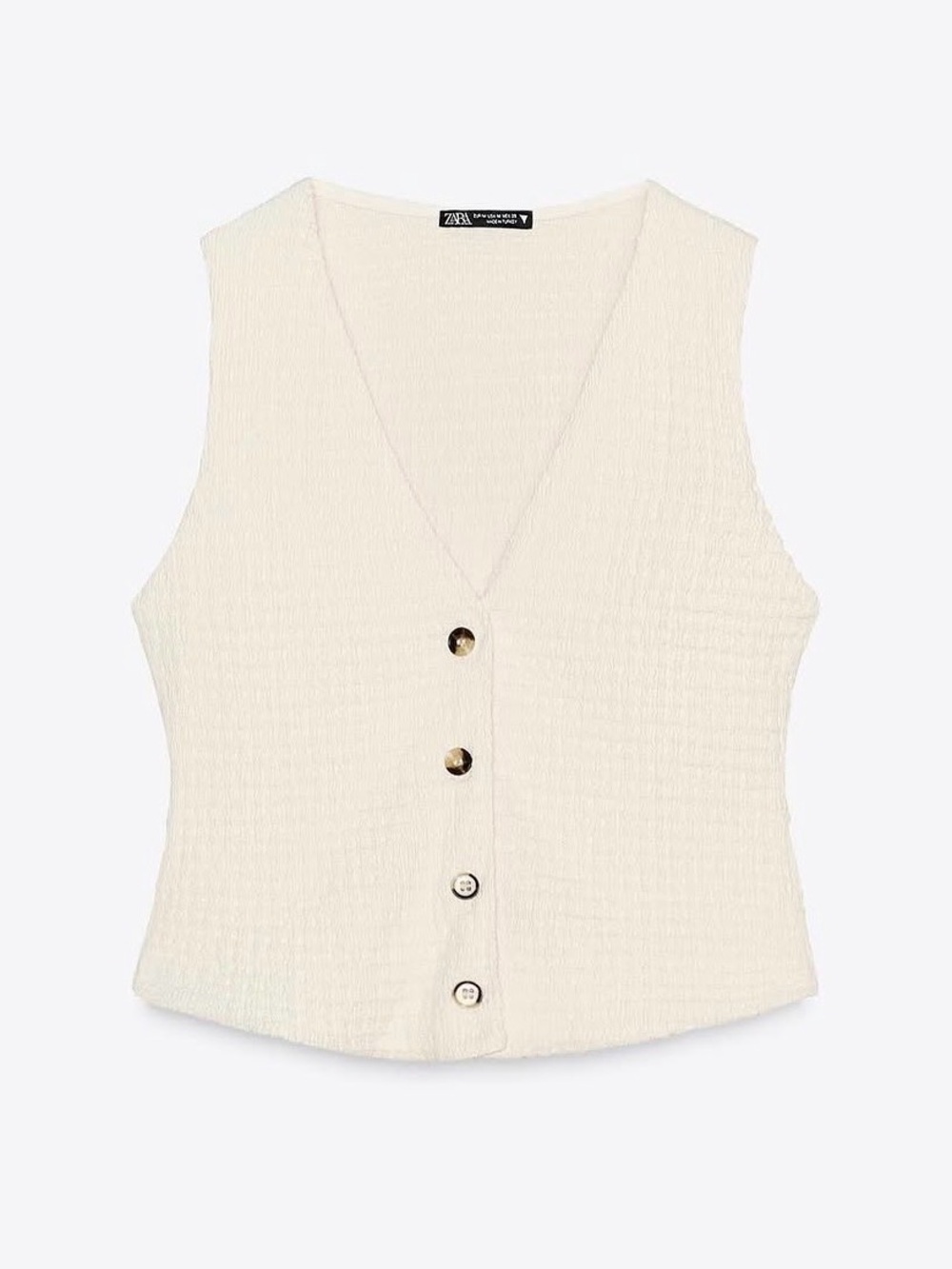 ZARA 2 Piece Set. Textured Cream Wide-Leg Pull-on Pants & Matching Vest - Picture 7 of 16